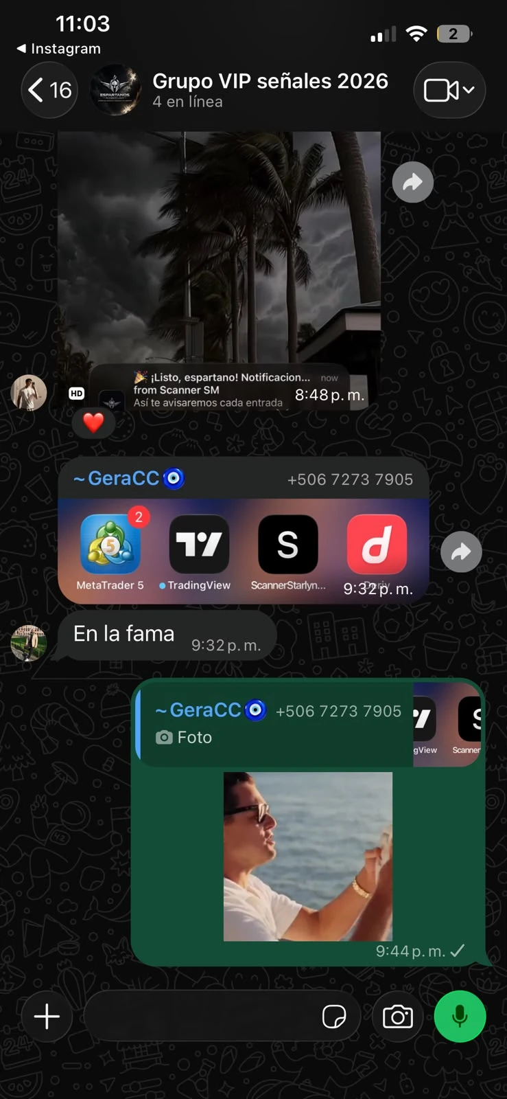 Captura del grupo VIP
