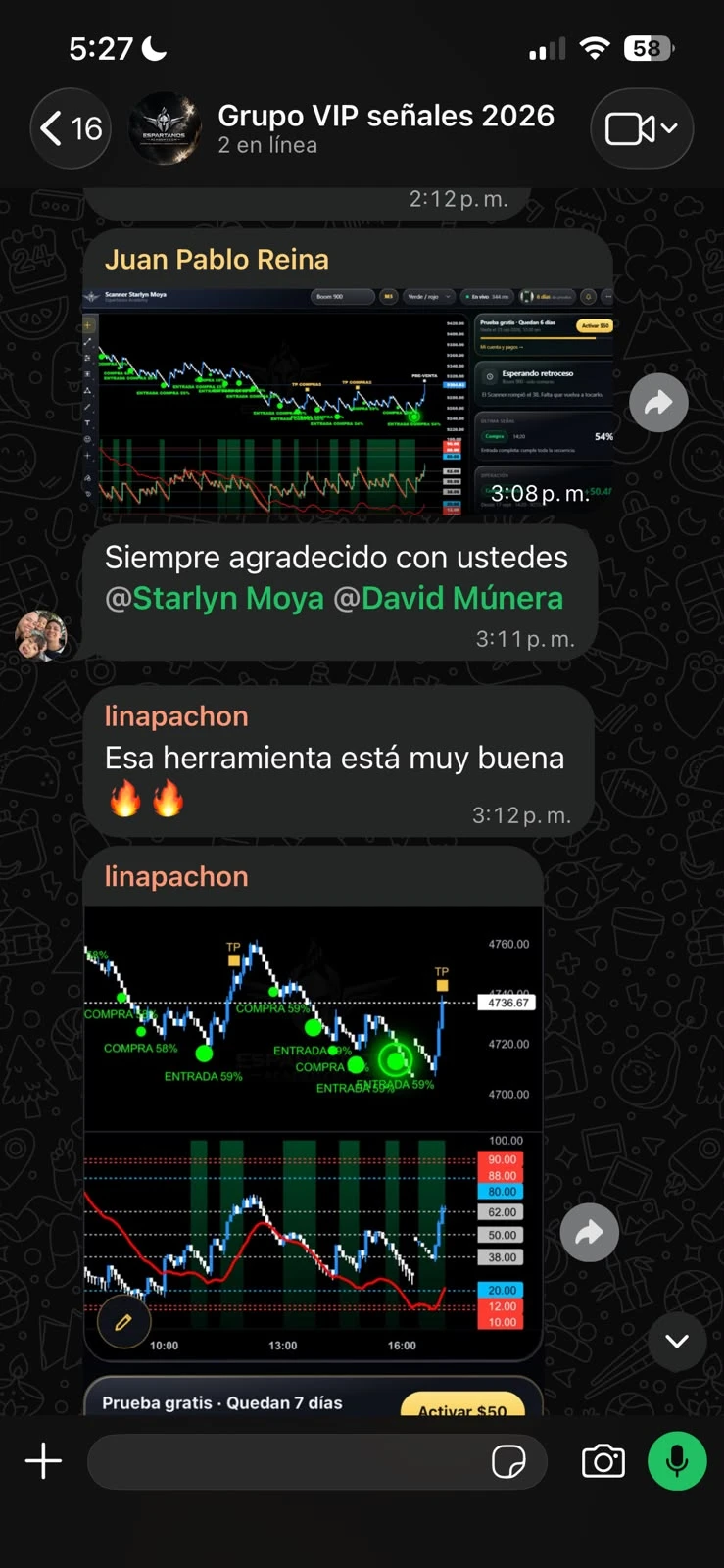 Captura del grupo VIP